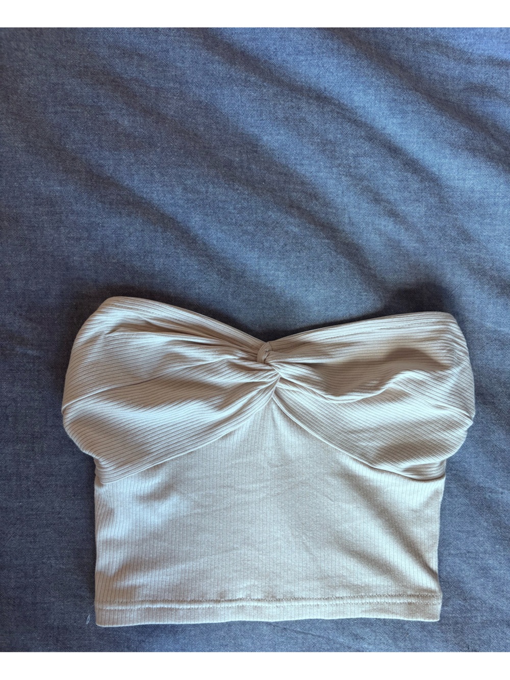 Neutral Ribbed Bow Tank Top -Cream